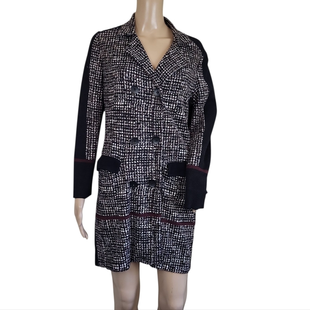 Nic+Zoe Abstract Tweed Long Line Knit Jacket S